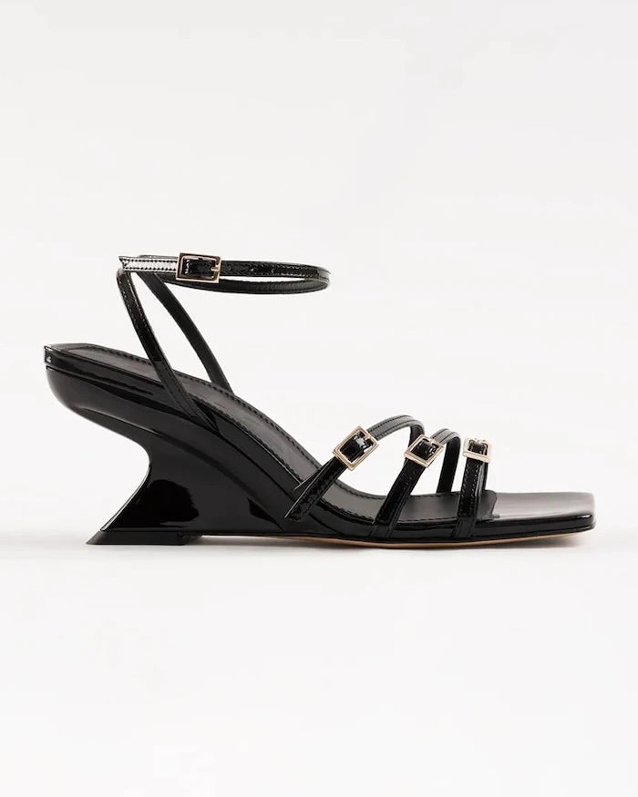 Souliers Martinez deri eğimli platformlu sandaletler EDEN