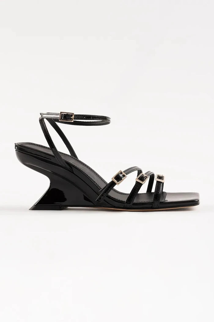 Souliers Martinez deri eğimli platformlu sandaletler EDEN