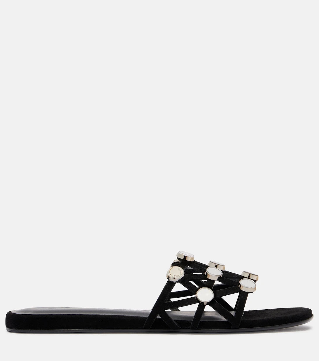The Attico - Grid embellished suede flat sandals