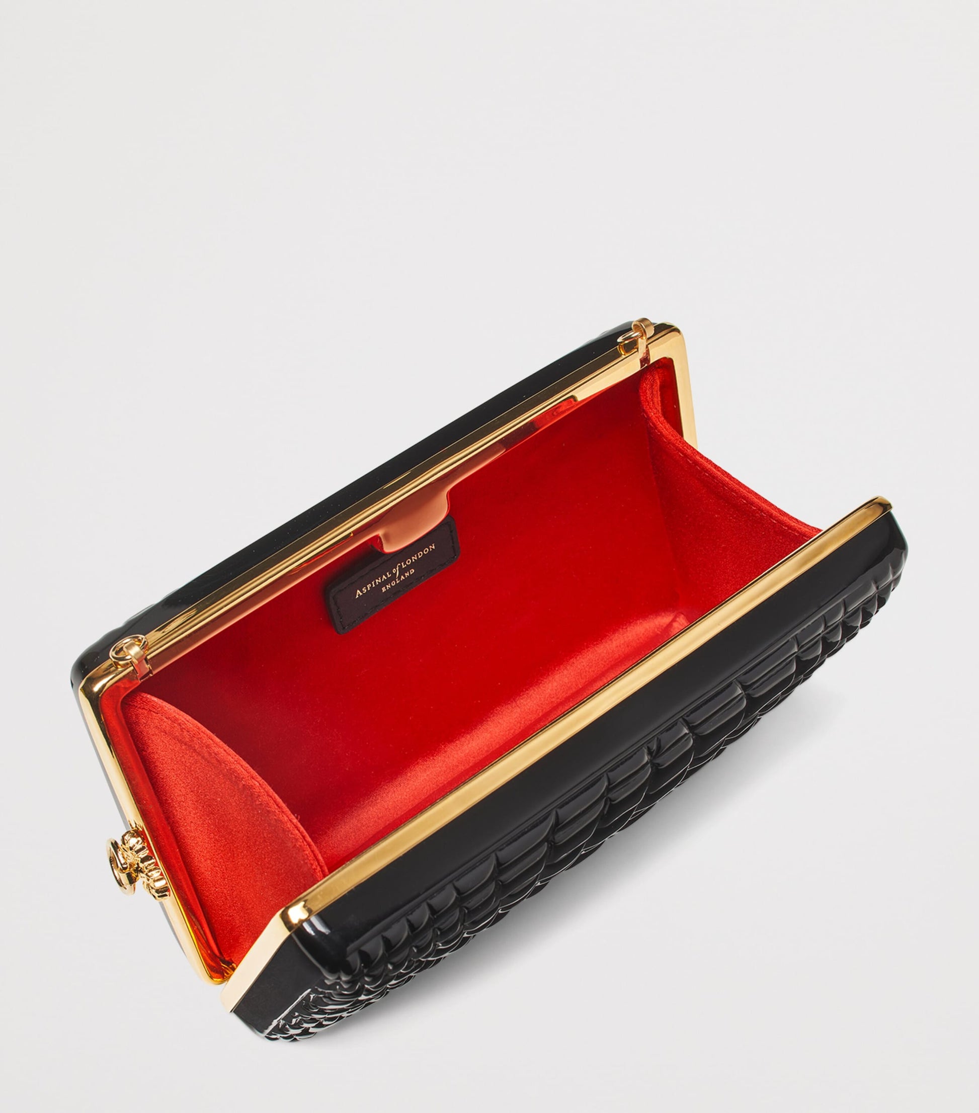 Patent Leather Croc-Embossed Paloma Box Clutch Bag