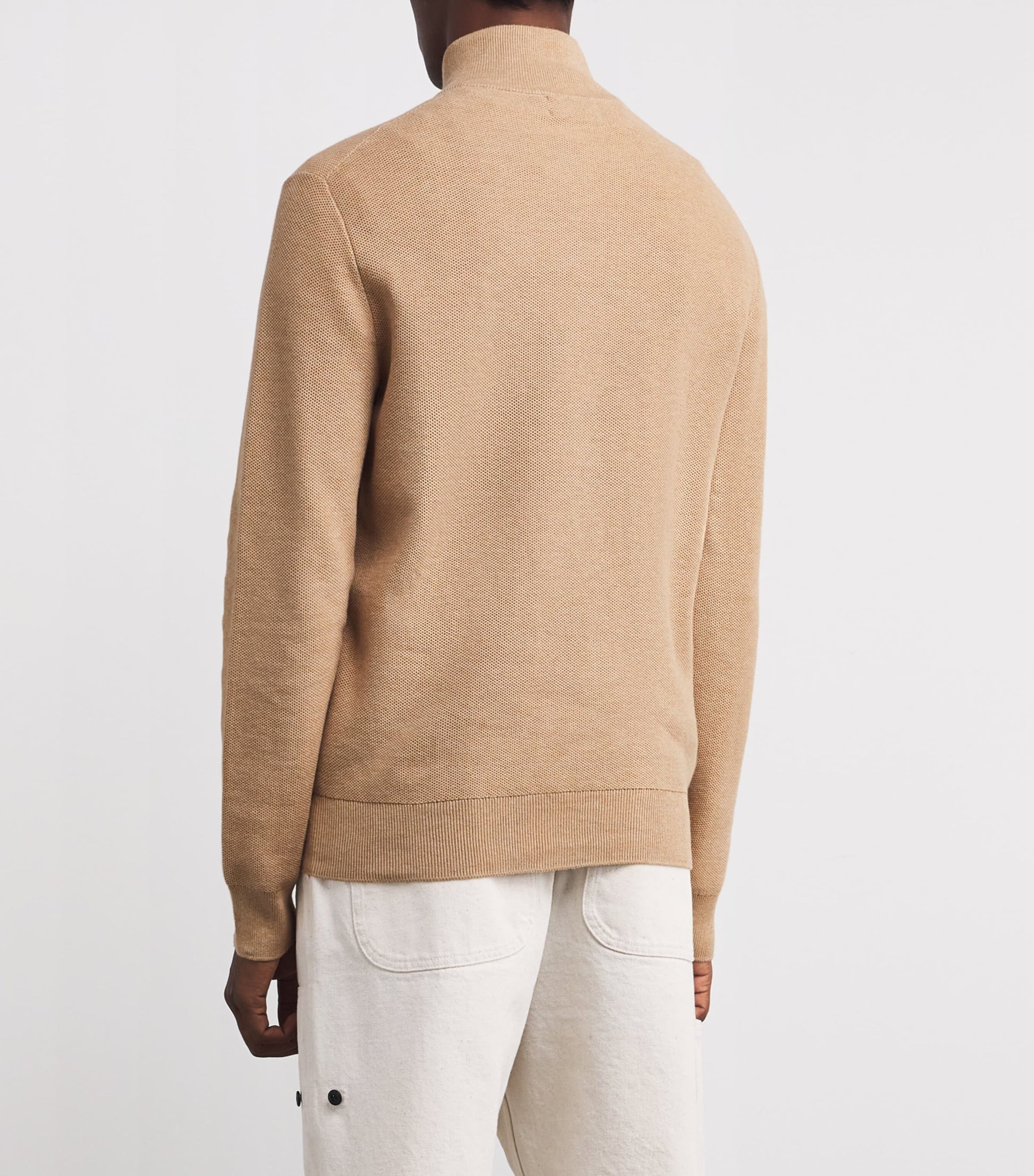 Polo Ralph Lauren Beige Cotton Quarter-Zip Sweater