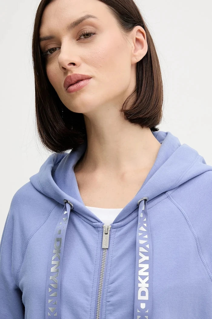 DKNY kadın pamuklu kapüşonlu fermuarlı sweatshirt