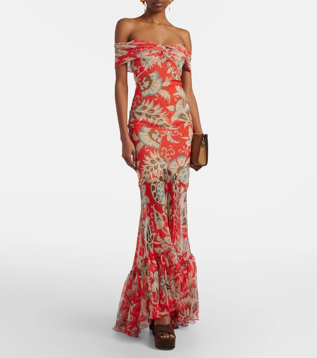 Etro - Printed off-shoulder gown
