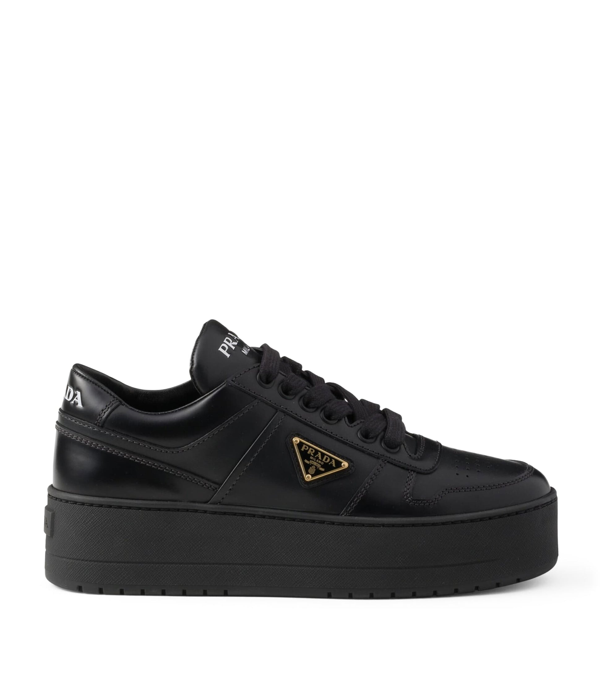 Prada Black Leather Downtown Bold Sneakers 50