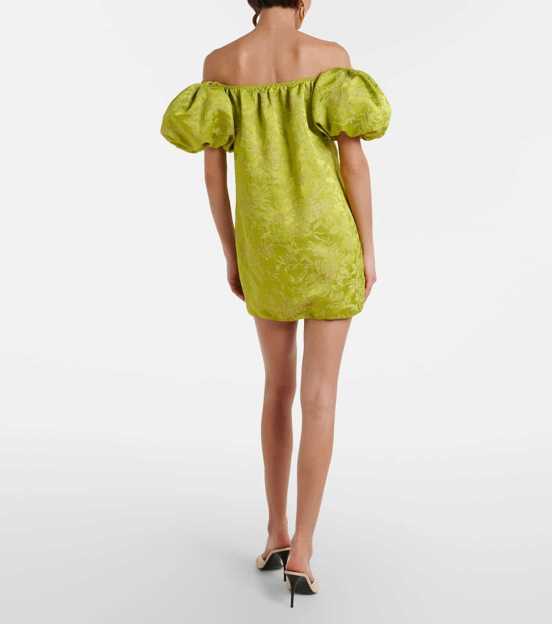 Saint Laurent - Embroidered duchess satin minidress