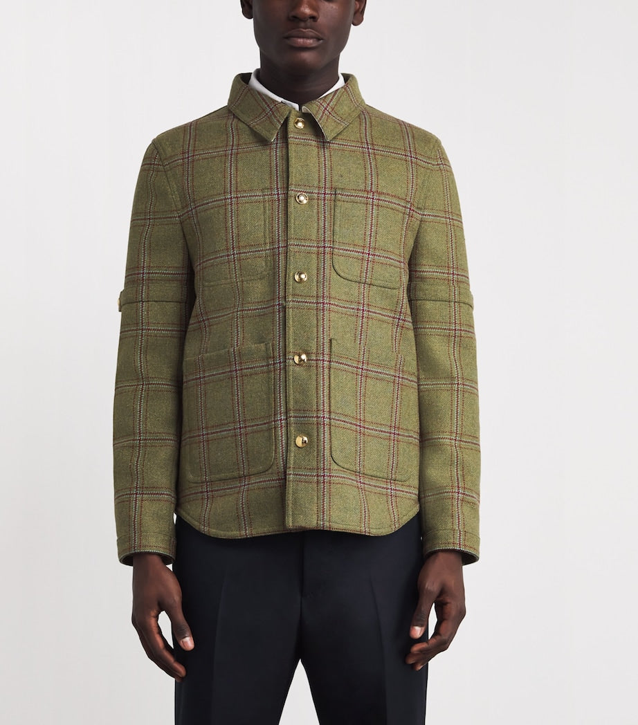 Green Wool Utility Patch Pocket Shirt Jacket