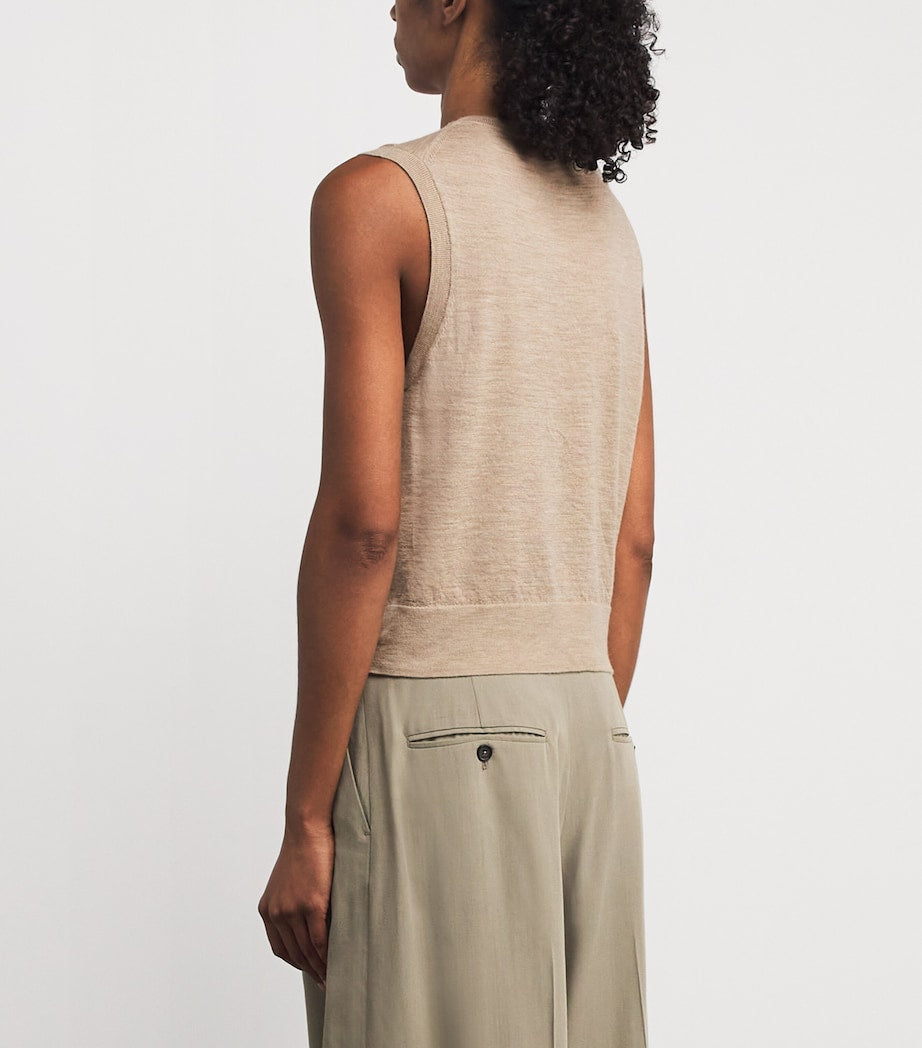 Beige Wool-Cashmere Sweater Vest