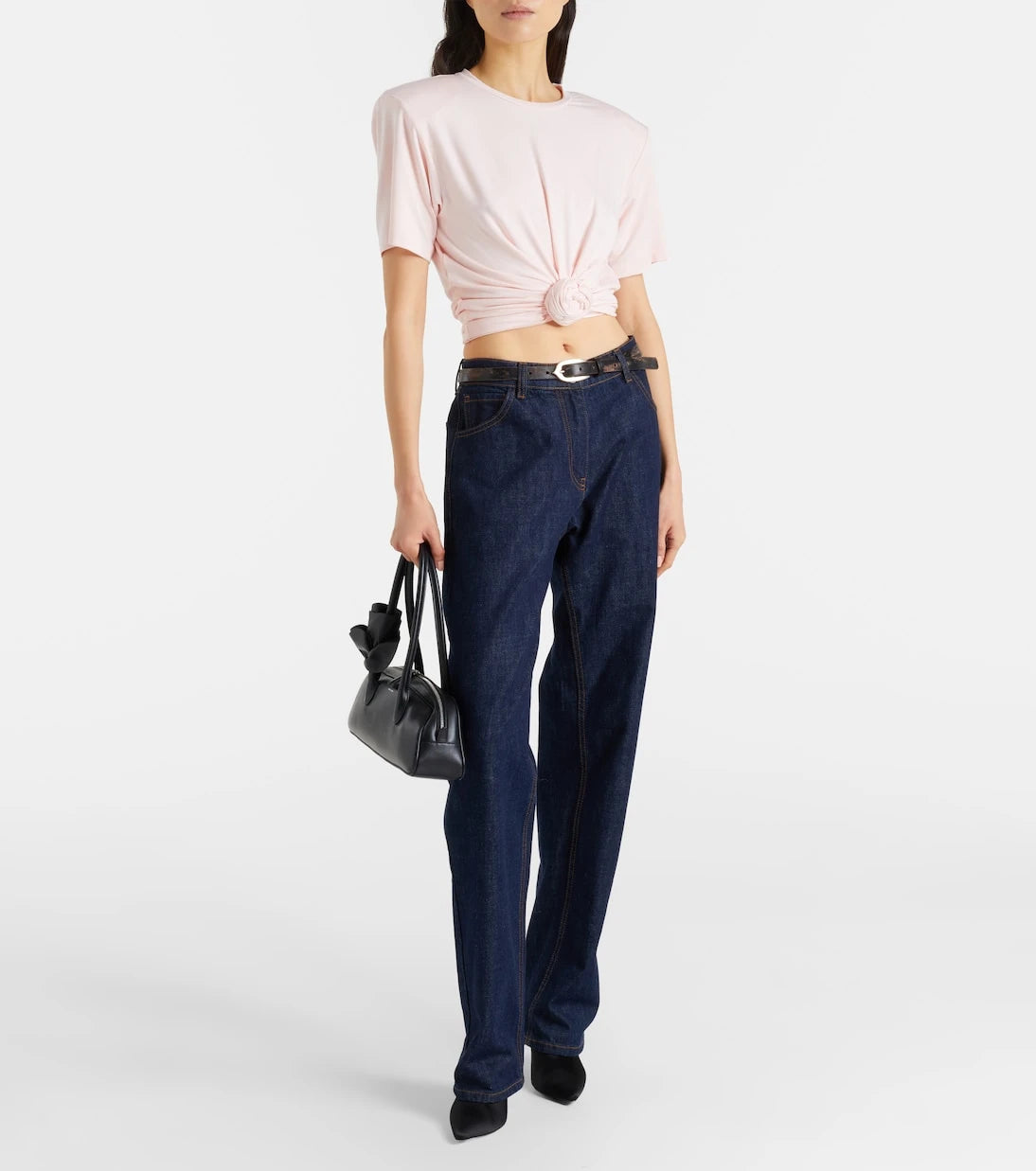 Magda Butrym - Cropped floral-appliqué T-shirt