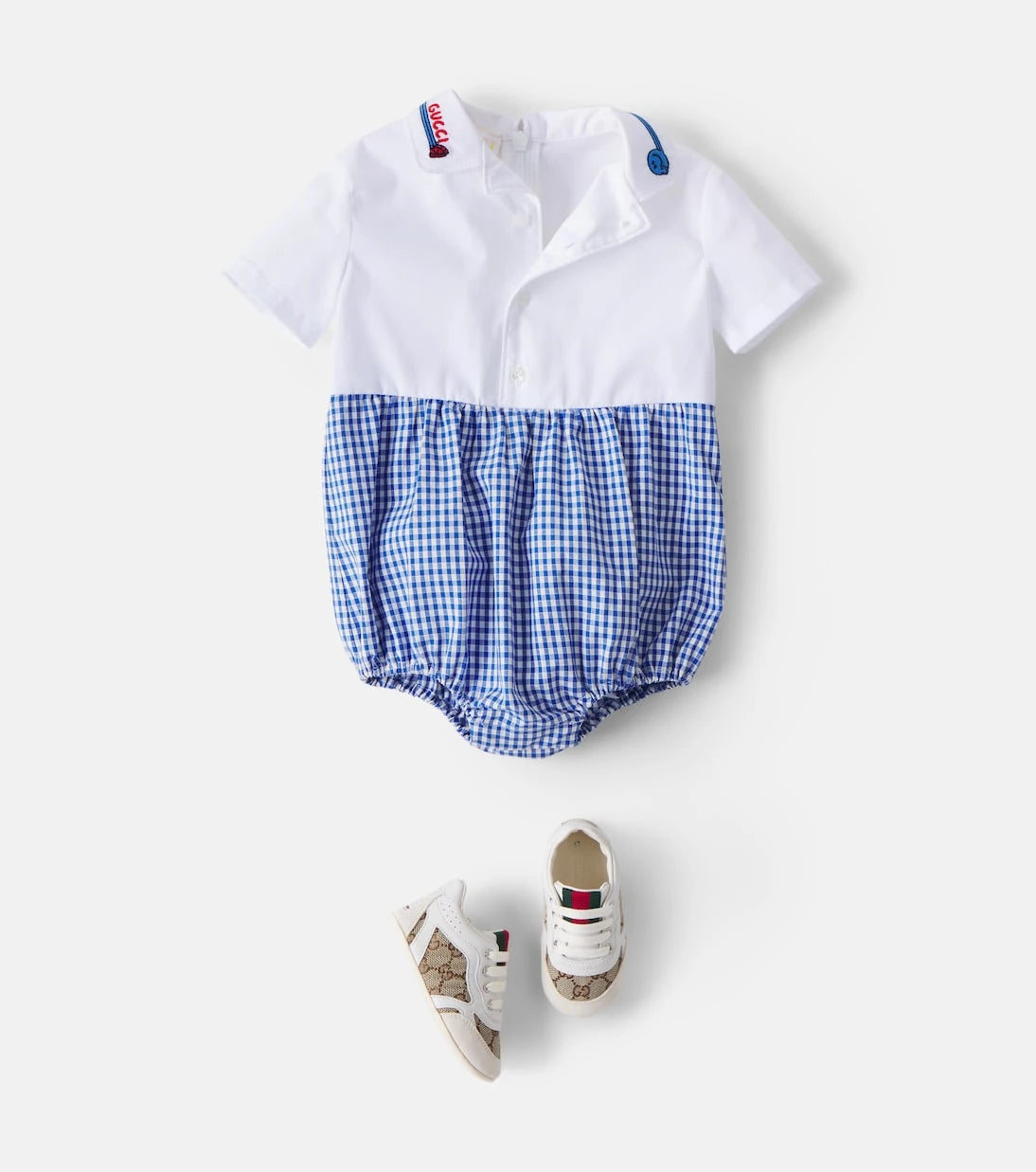 Gucci Kids - Baby checked cotton-blend playsuit