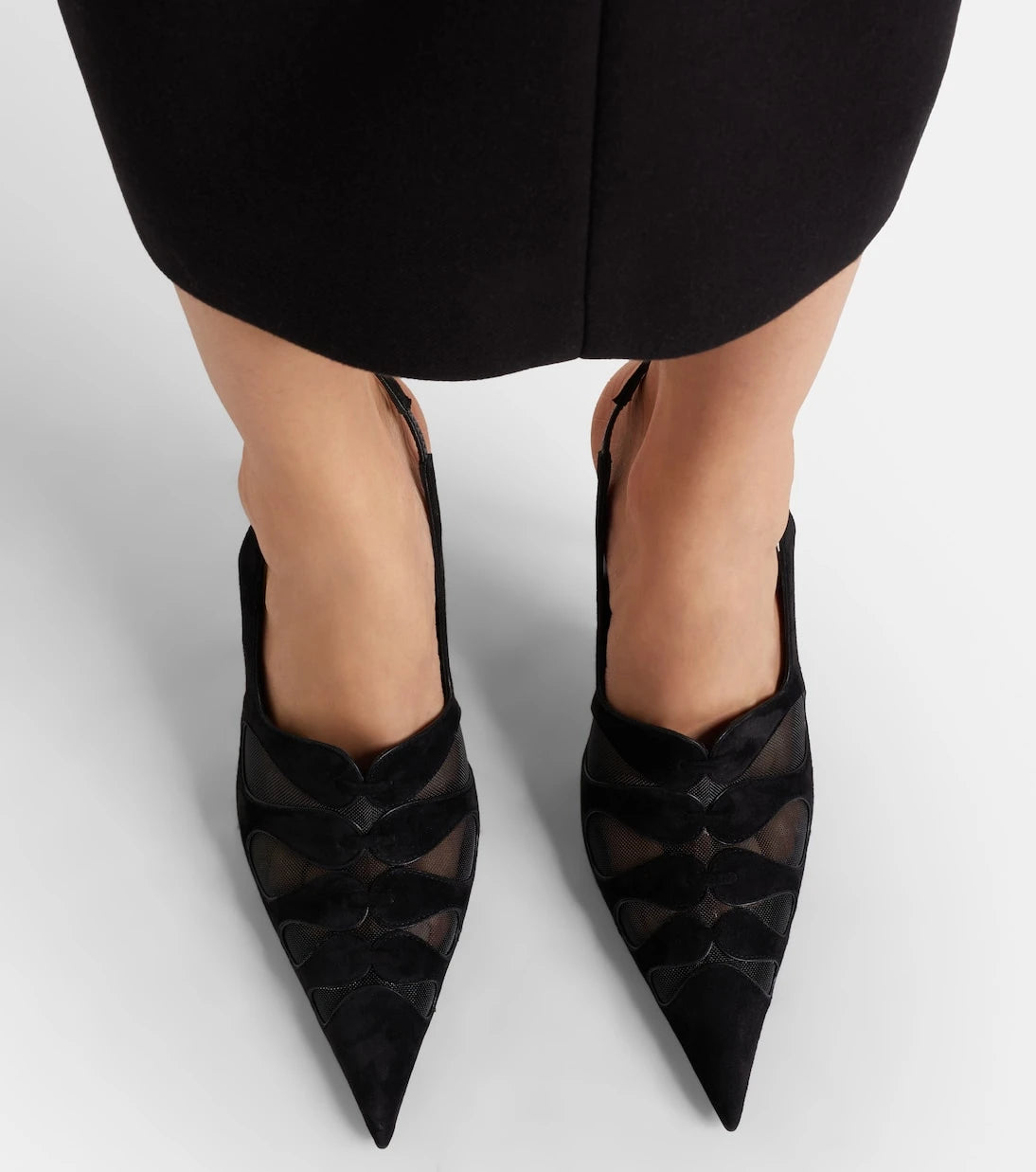 Christian Louboutin - Circus Max suede and mesh slingback pumps
