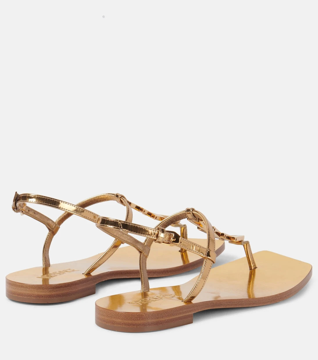 Versace - Metallic leather thong sandals