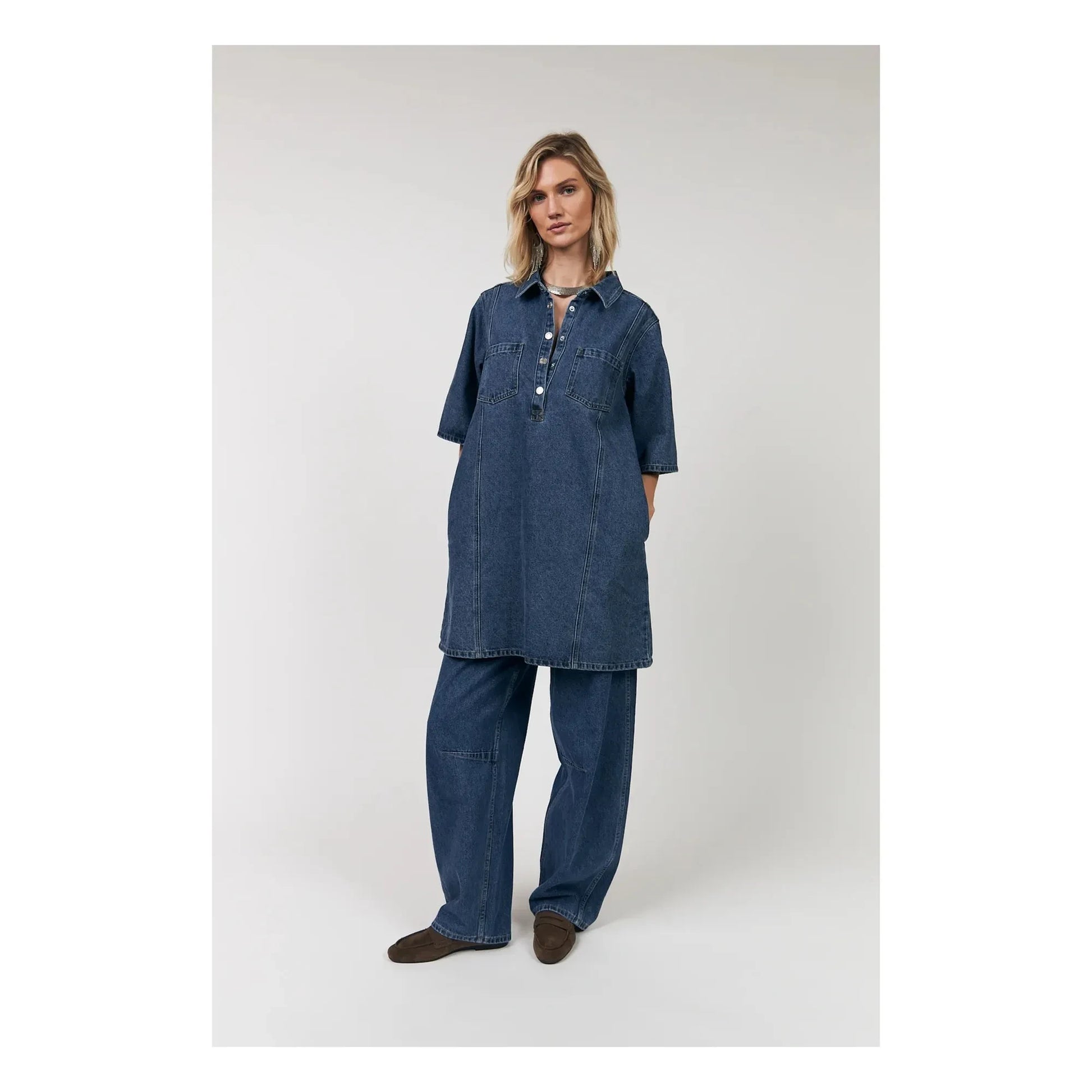 Lollys Laundry - Mola Cotton Dress | Denim blue