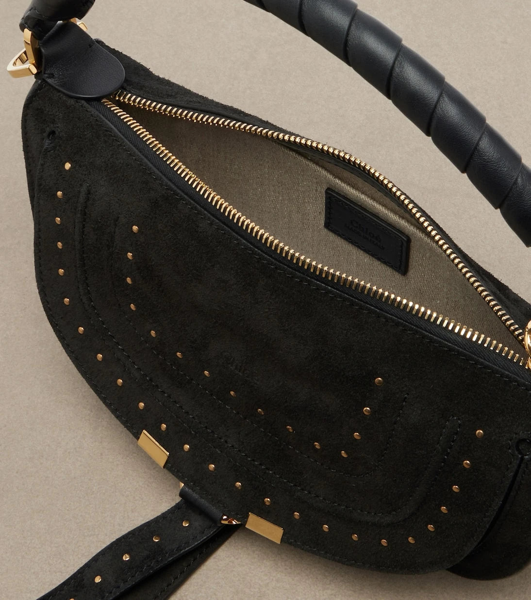 Chloé - Marcie Small studded suede shoulder bag