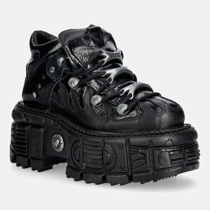 New Rock ITALI NEGRO, CHAROL, TANK NEGRO kadın deri spor ayakkabı