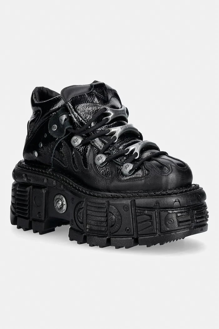New Rock ITALI NEGRO, CHAROL, TANK NEGRO kadın deri spor ayakkabı