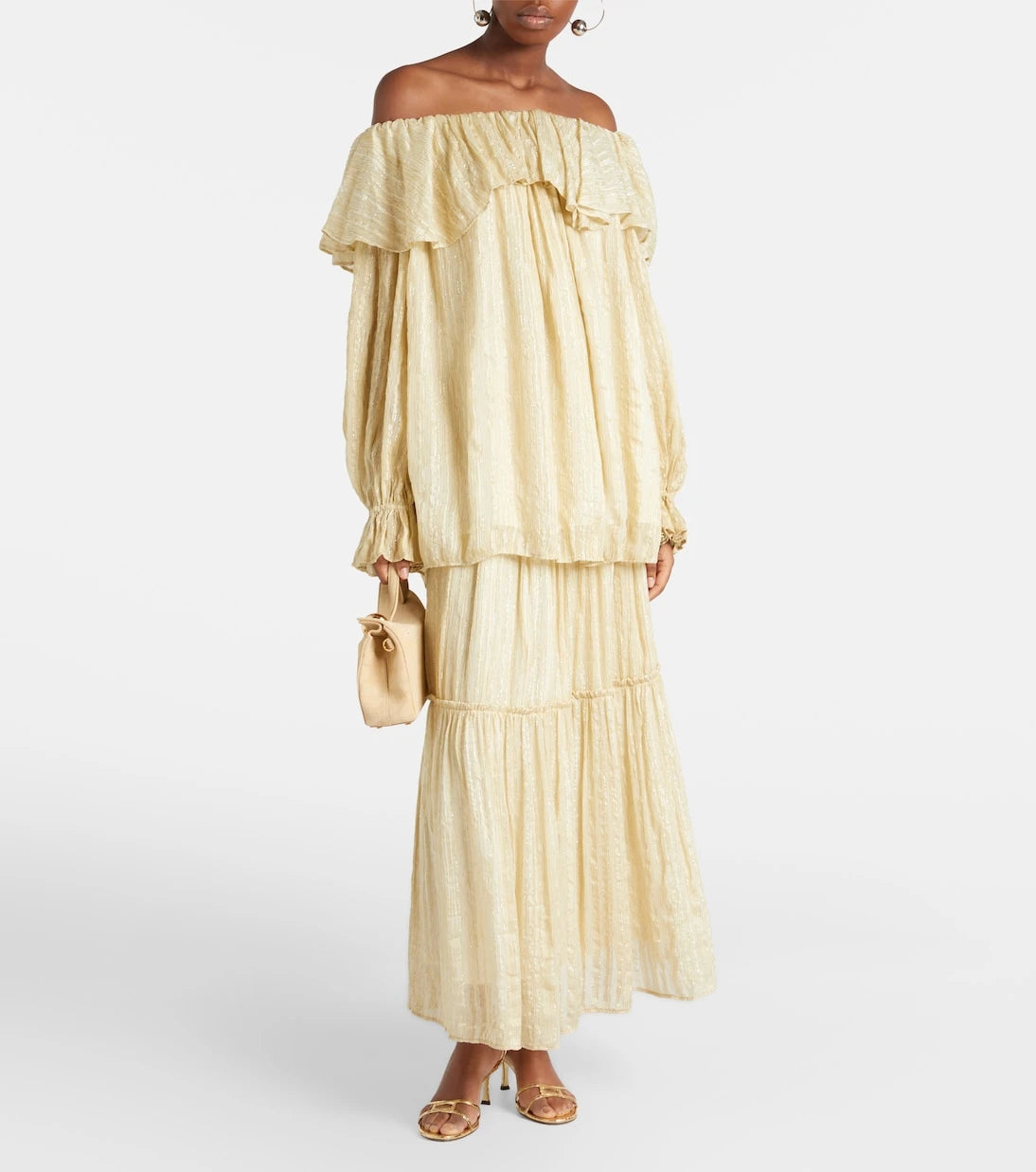 Xu Zhi - Gathered striped silk-blend maxi skirt
