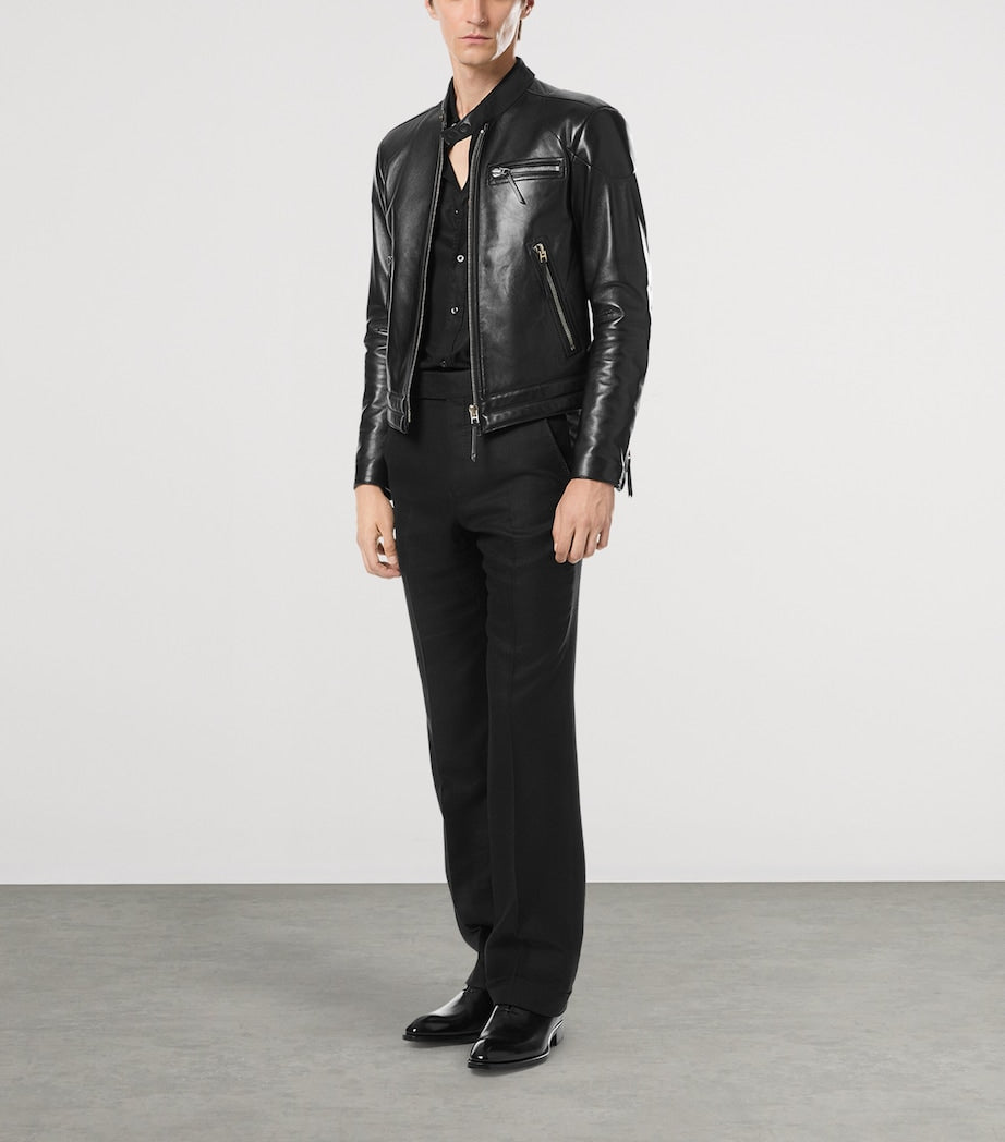 TOM FORD Black Leather Biker Jacket