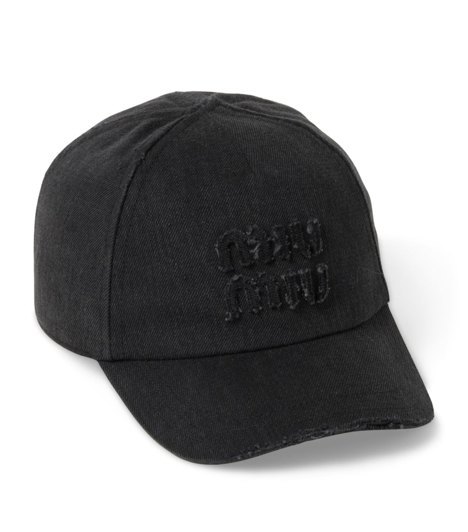 Black Denim Logo Baseball Cap