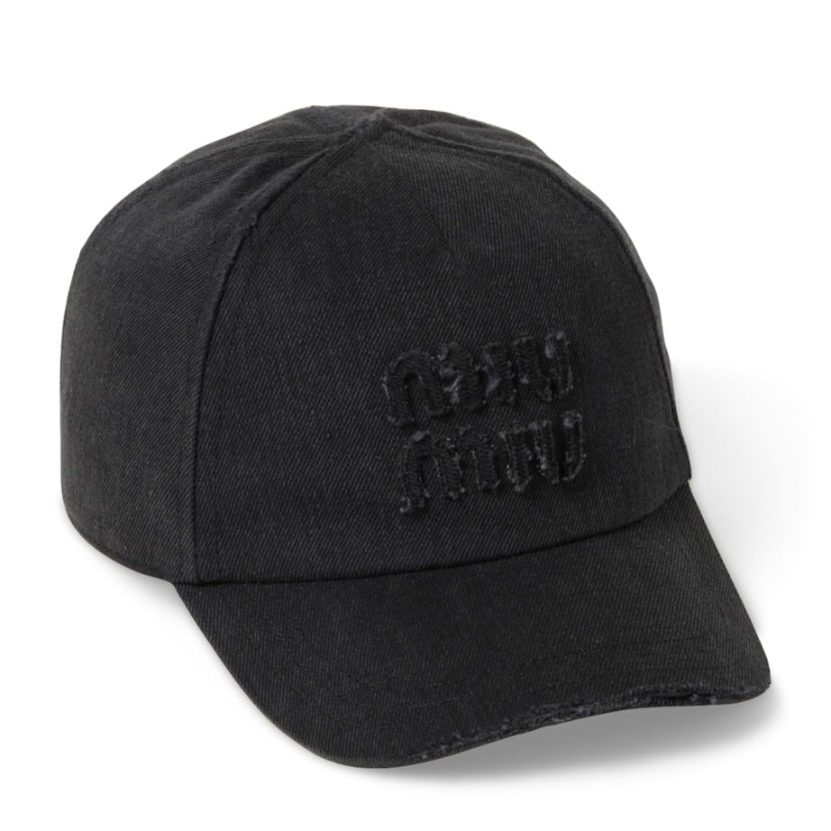 Black Denim Logo Baseball Cap