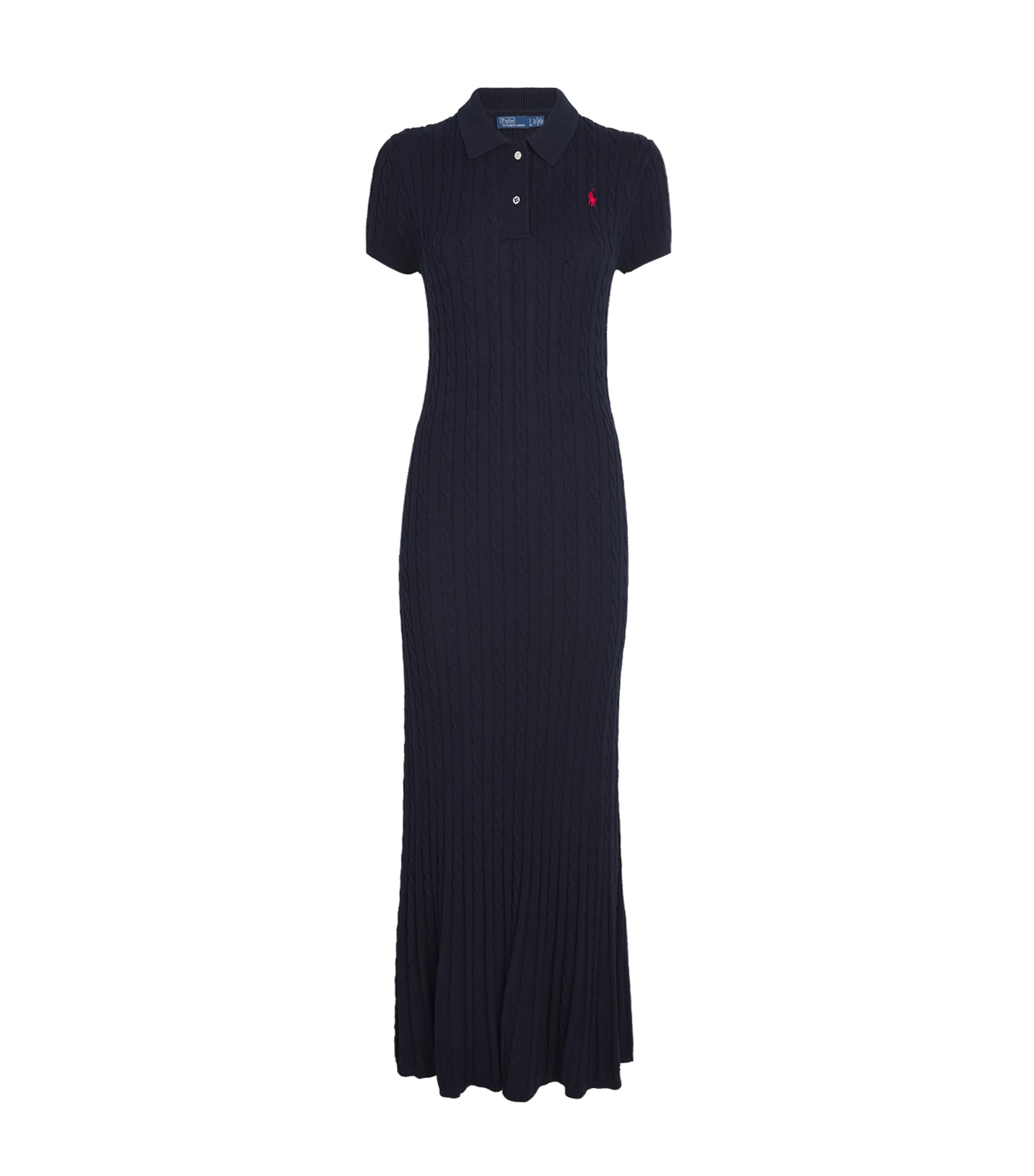 Polo Ralph Lauren Navy Cotton Cable-Knit Maxi Dress