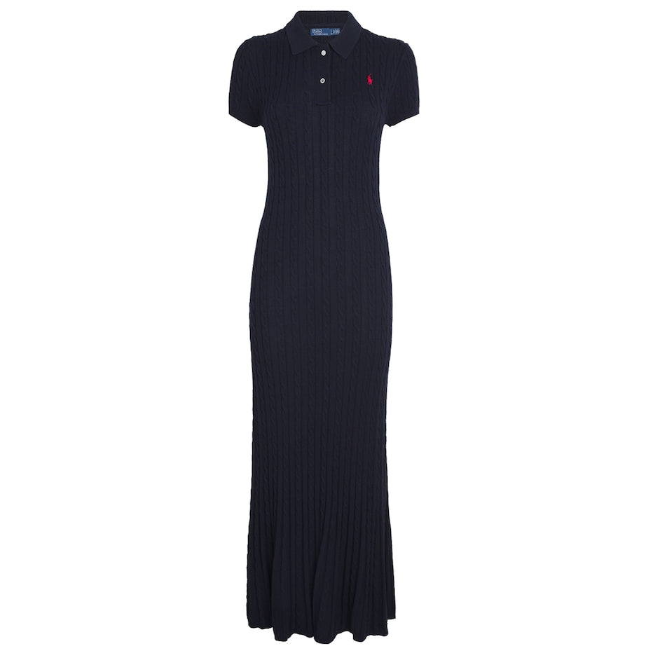 Polo Ralph Lauren Navy Cotton Cable-Knit Maxi Dress