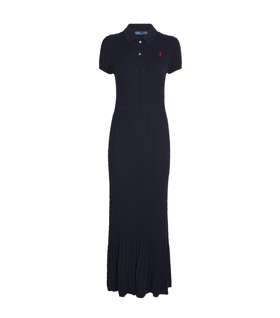 Polo Ralph Lauren Navy Cotton Cable-Knit Maxi Dress