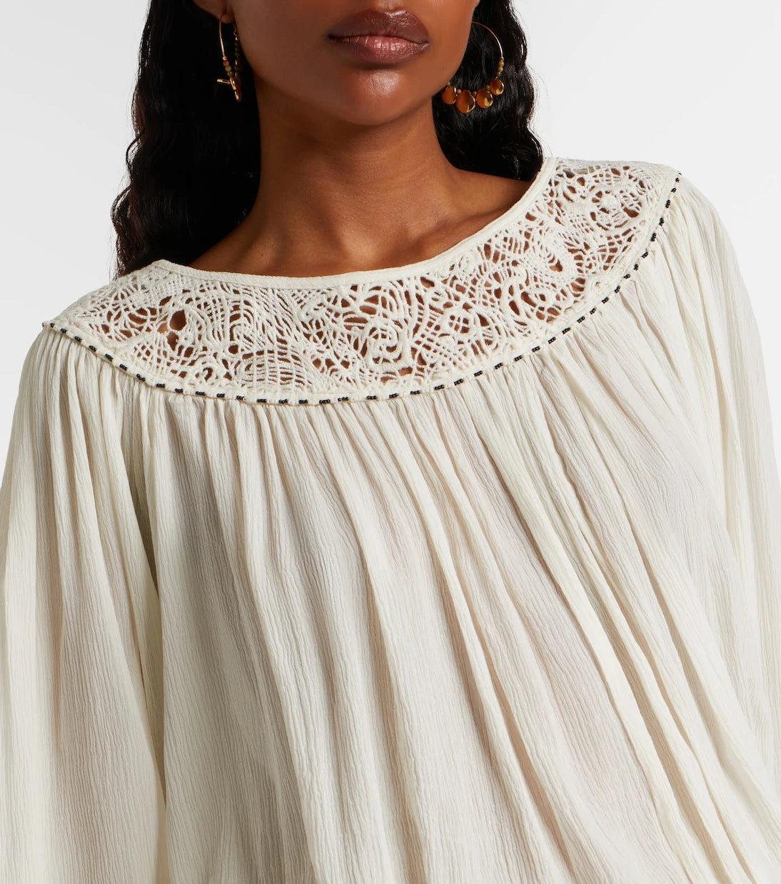 Isabel Marant - Nelida guipure lace-trimmed silk blouse