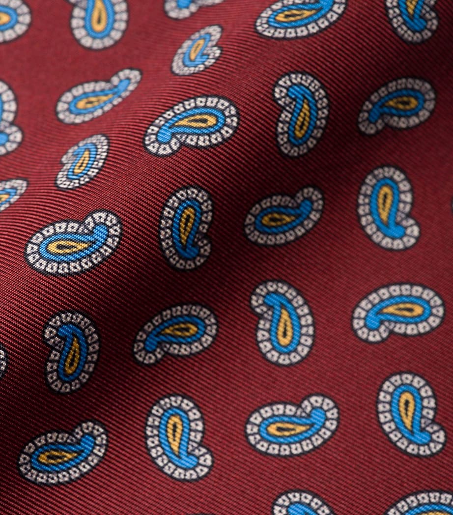 Burgundy Silk Paisley Print Scarf