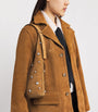 Suede Embellished Loop Shoulder Bag