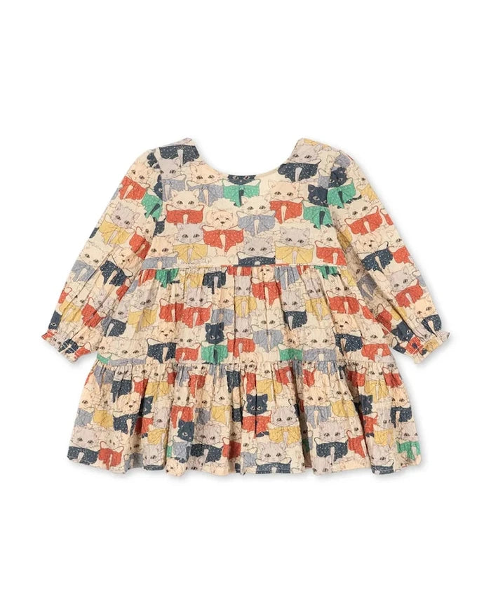 Konges Sløjd pamuk ve elastan geniş kesim elbise ELIN LS BOW DRESS GOTS