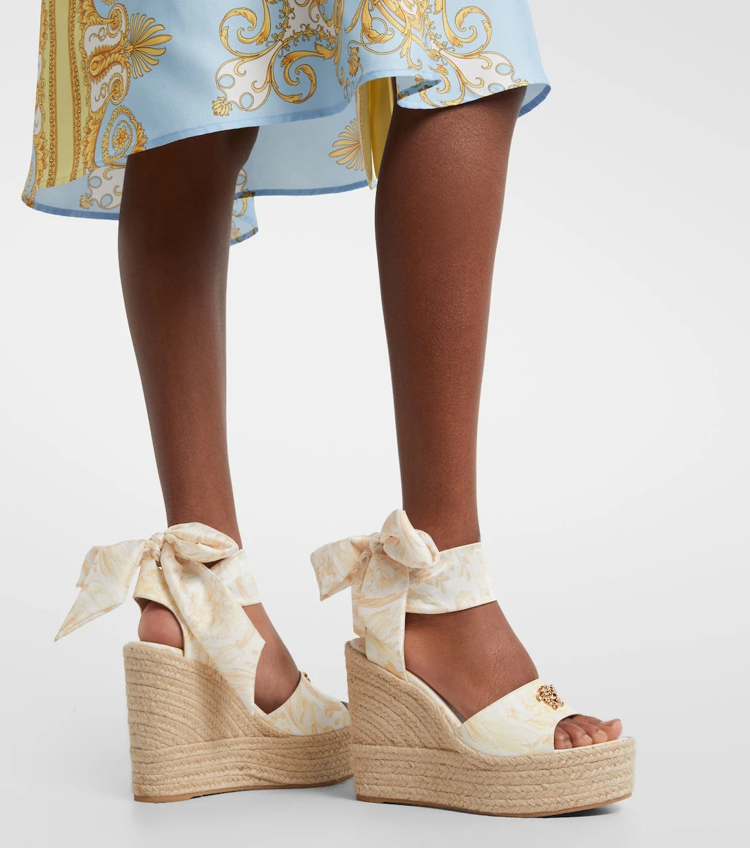 Versace - 120 leather platform espadrille wedges