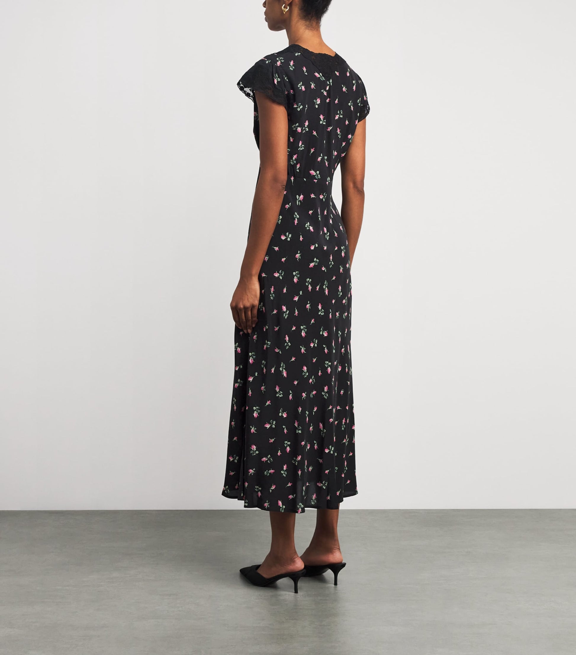 Rose Print Amary Maxi Dress SIENNA BUD BLACK