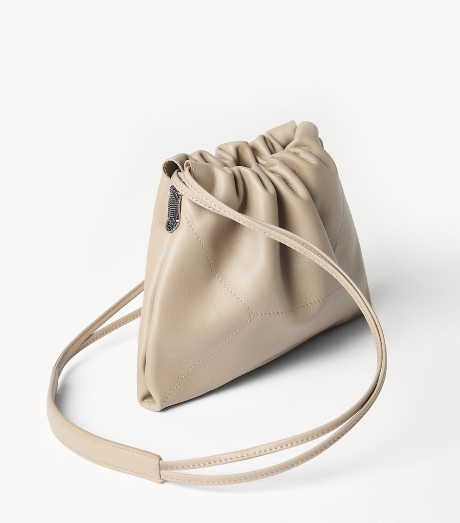 Leather Drawstring Cross-Body Bag