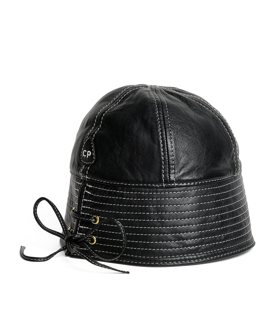 Claudie Pierlot Black Leather Bucket Hat