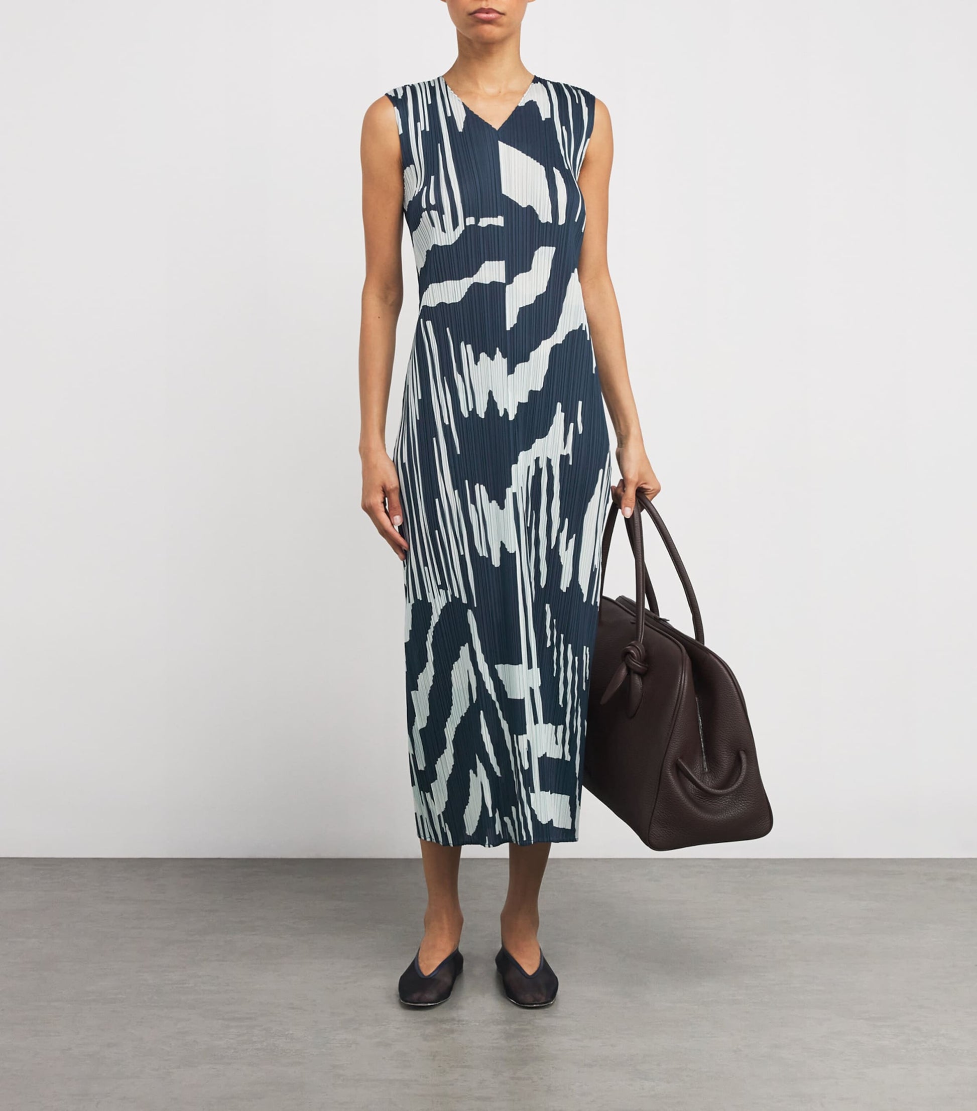 Pleated Refraction Midi Dress