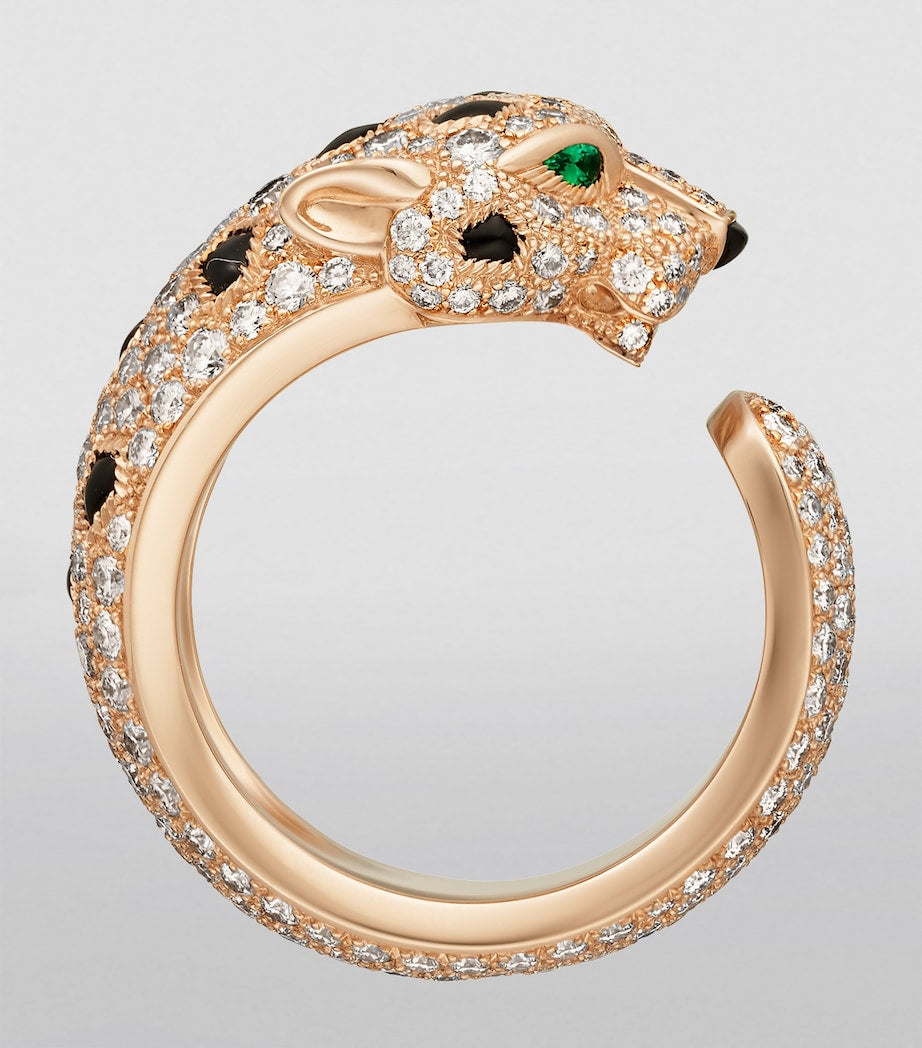 Rose Gold, Diamond, Emerald and Onyx Panthère de Cartier Ring