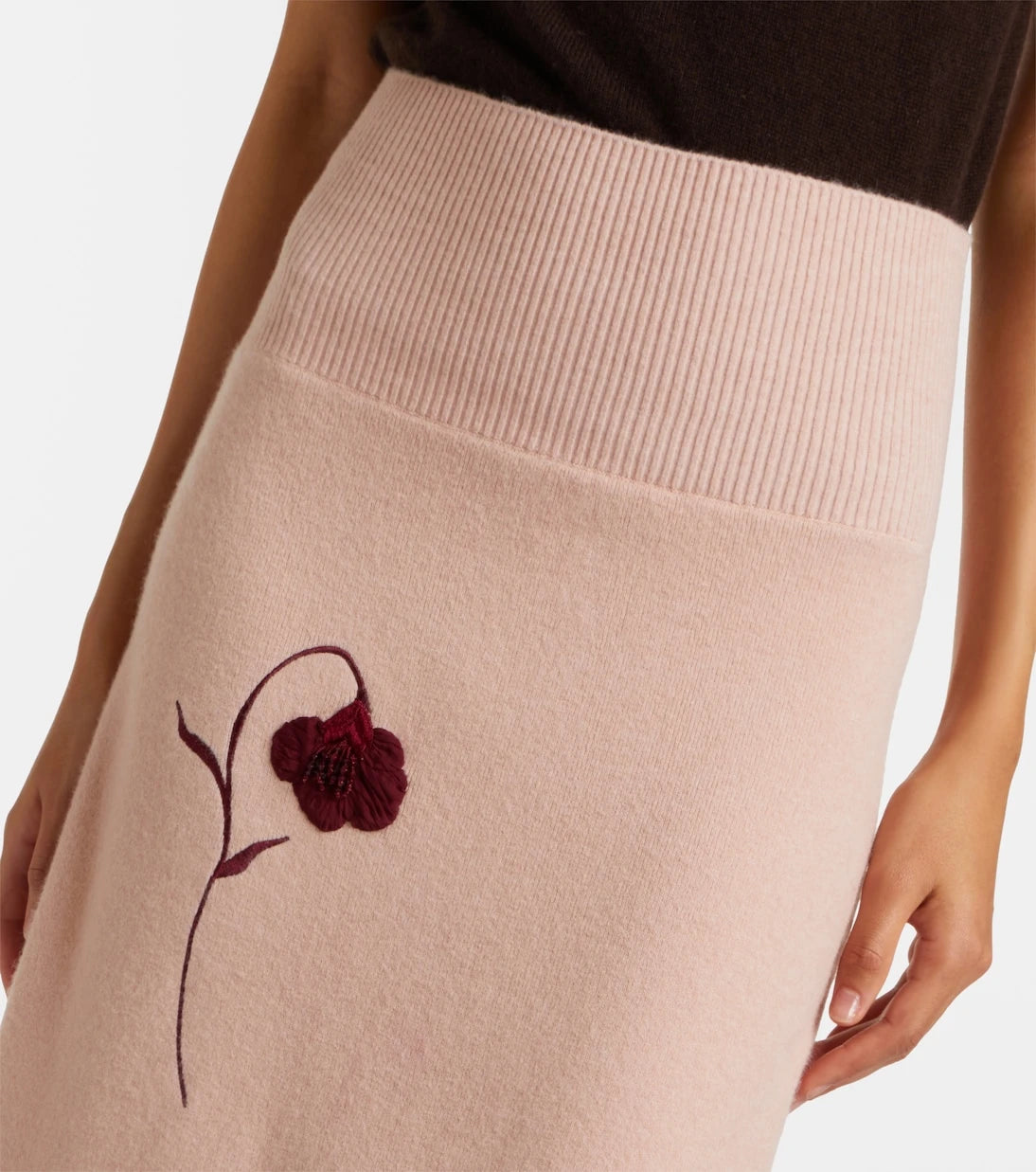 Erdem - Floral-appliqué knitted midi skirt