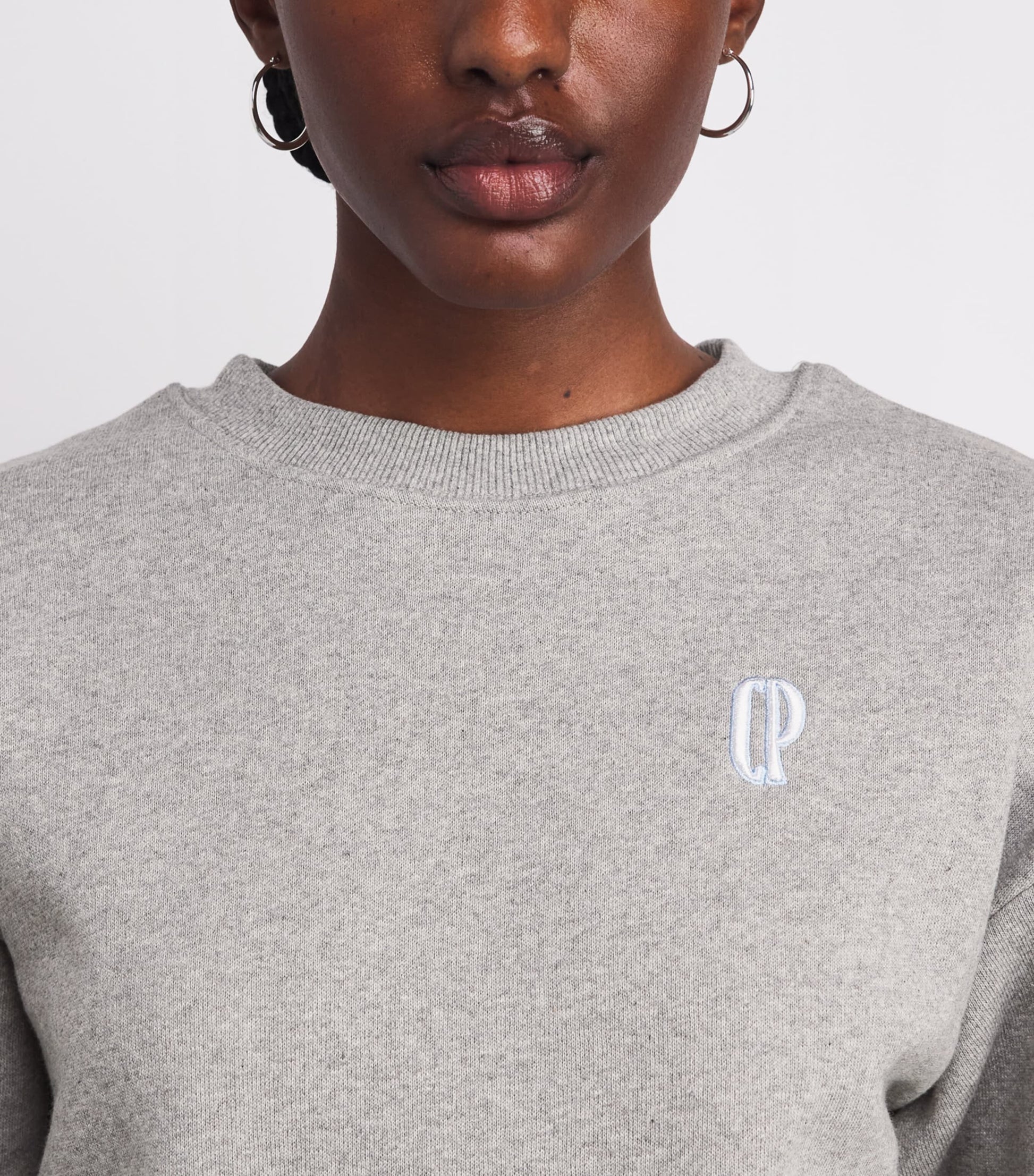 Claudie Pierlot Grey Scarf-Collar Logo Sweatshirt