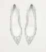 White Crystal-Embellished Ballet Flats
