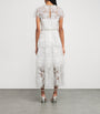 Self-Portrait White Tulle Embellished Tiered Midi Dress