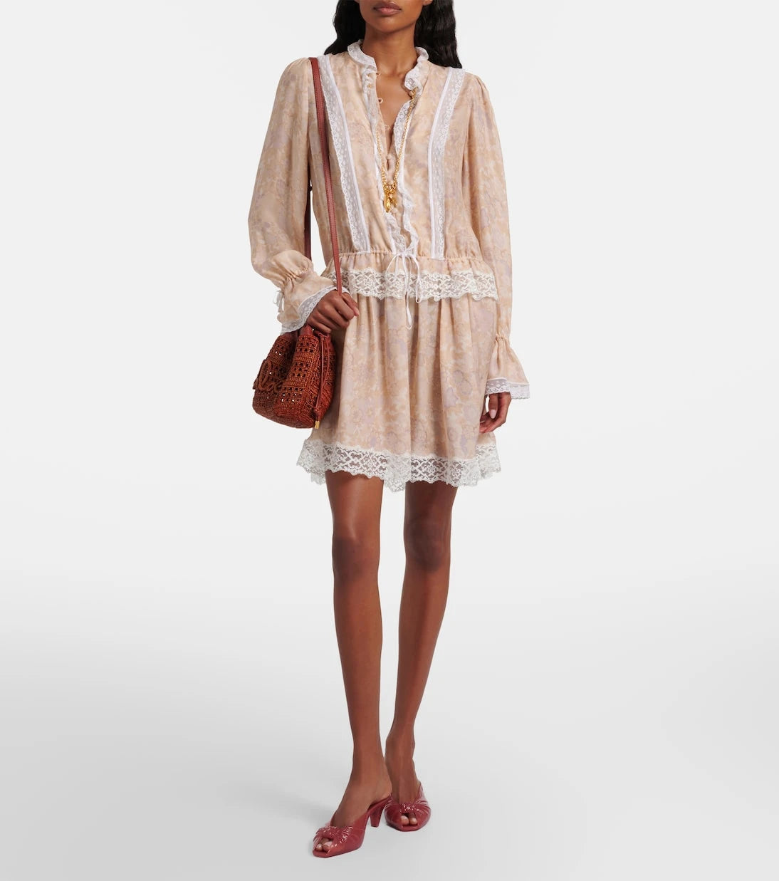 Chloé - Mini leather-trimmed raffia bucket bag