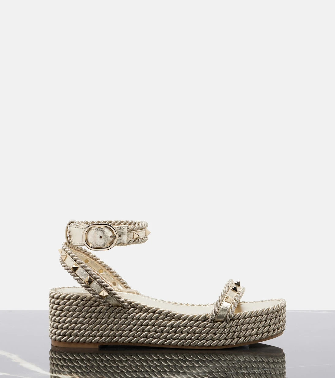 Valentino Garavani - Rockstud Torchon leather espadrille sandals