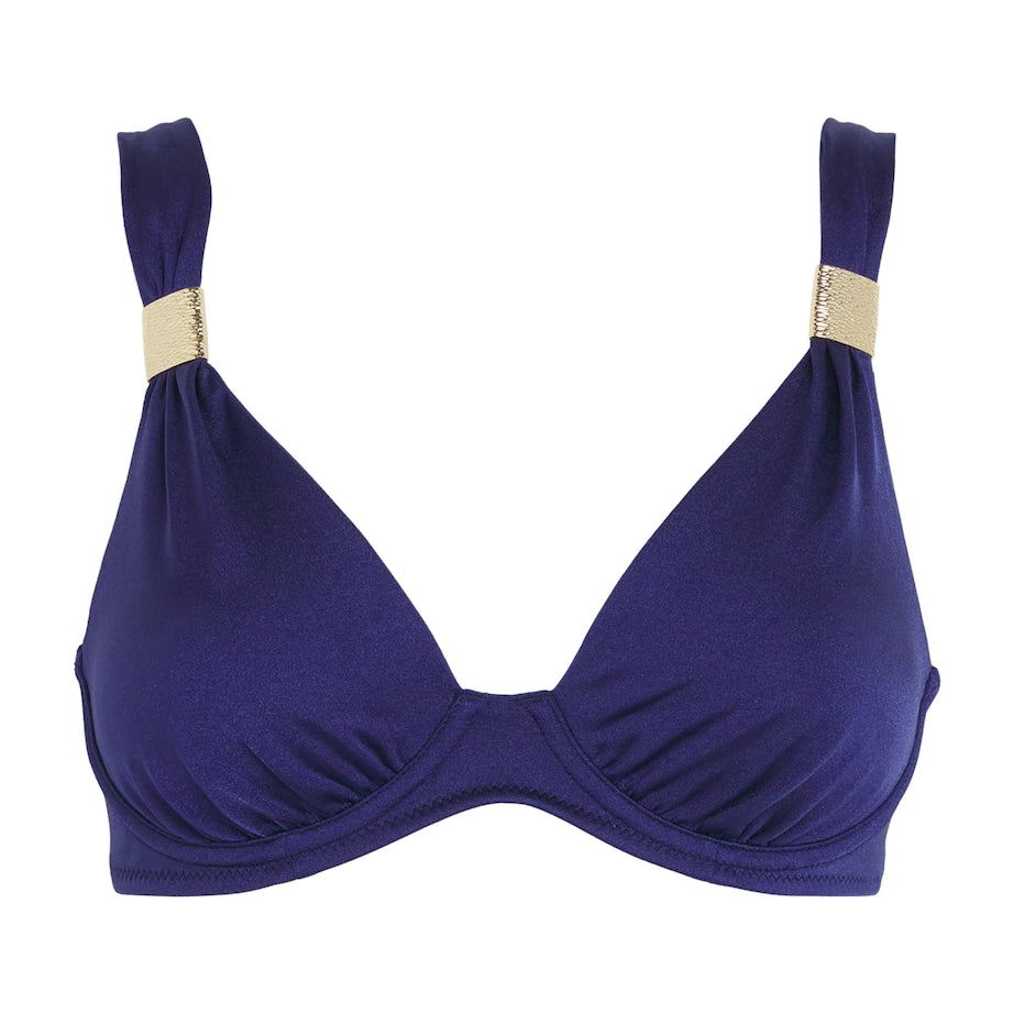Heidi Klein Navy Soleil Plunge Bikini Top