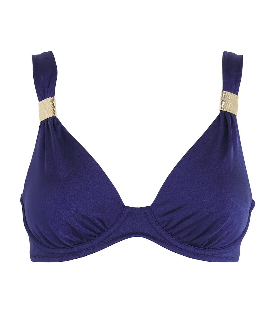 Heidi Klein Navy Soleil Plunge Bikini Top