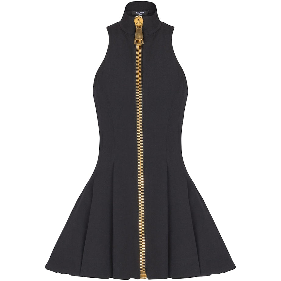 Balmain Wool Zipped Mini Dress
