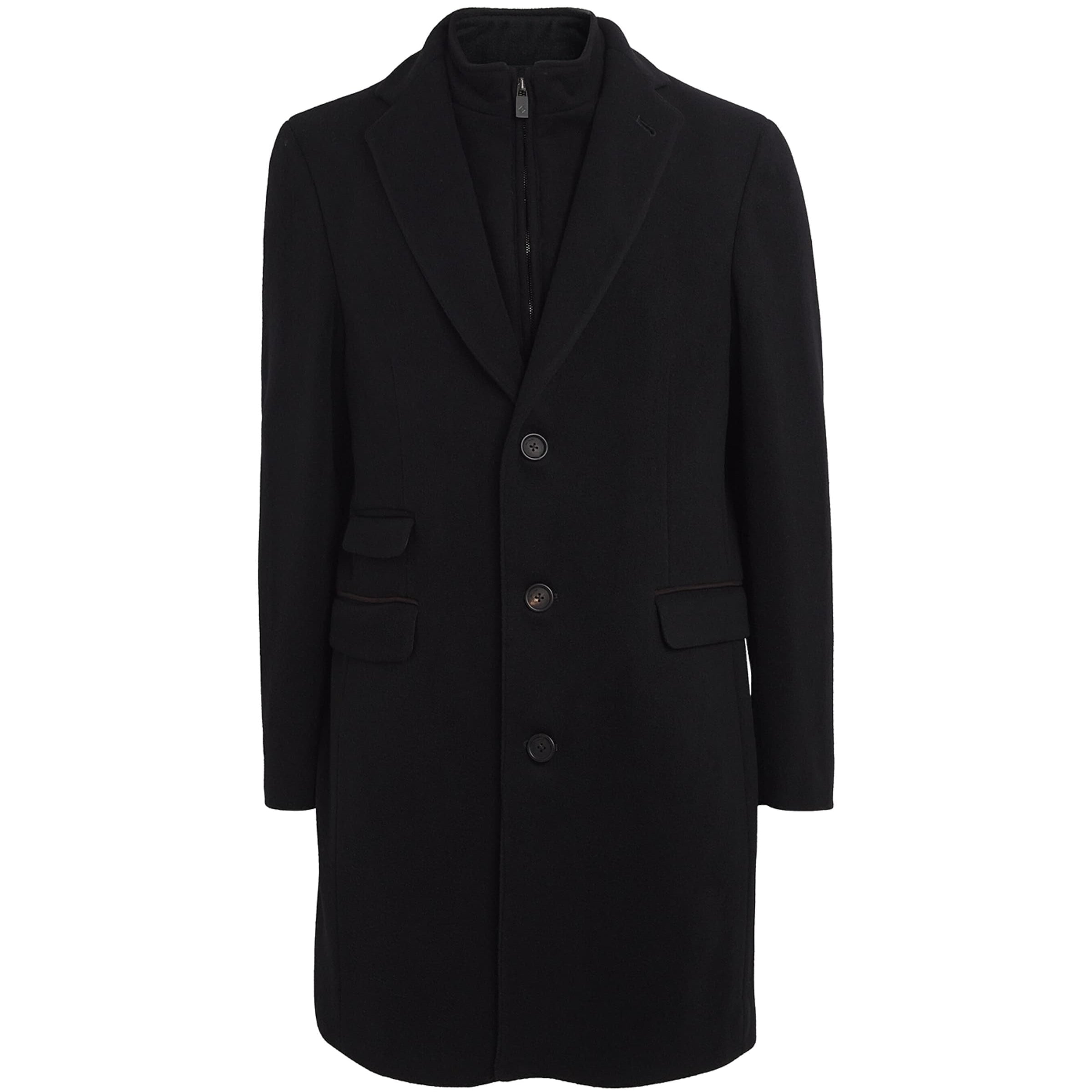 Pal Zileri Black Wool Overcoat