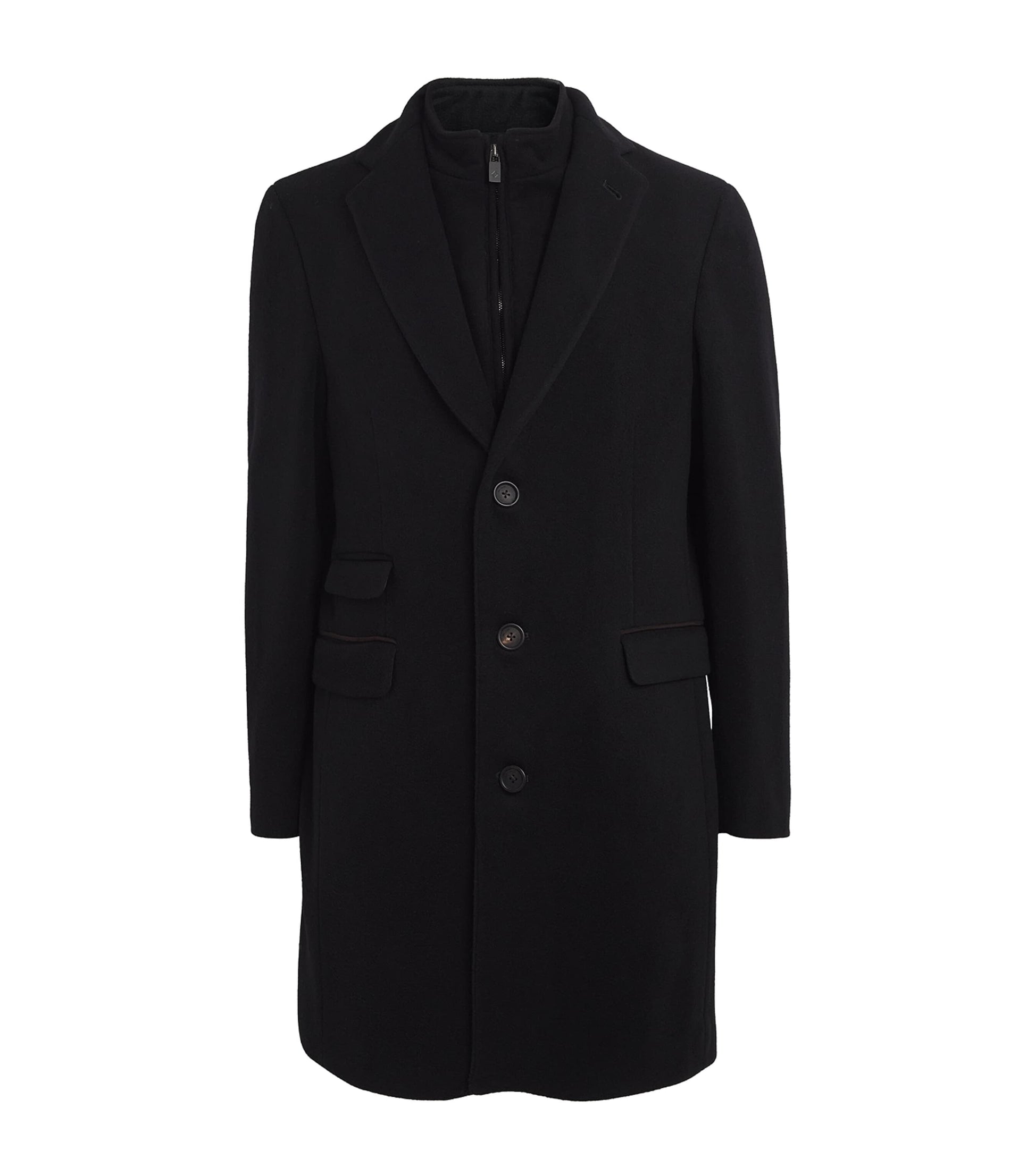 Pal Zileri Black Wool Overcoat
