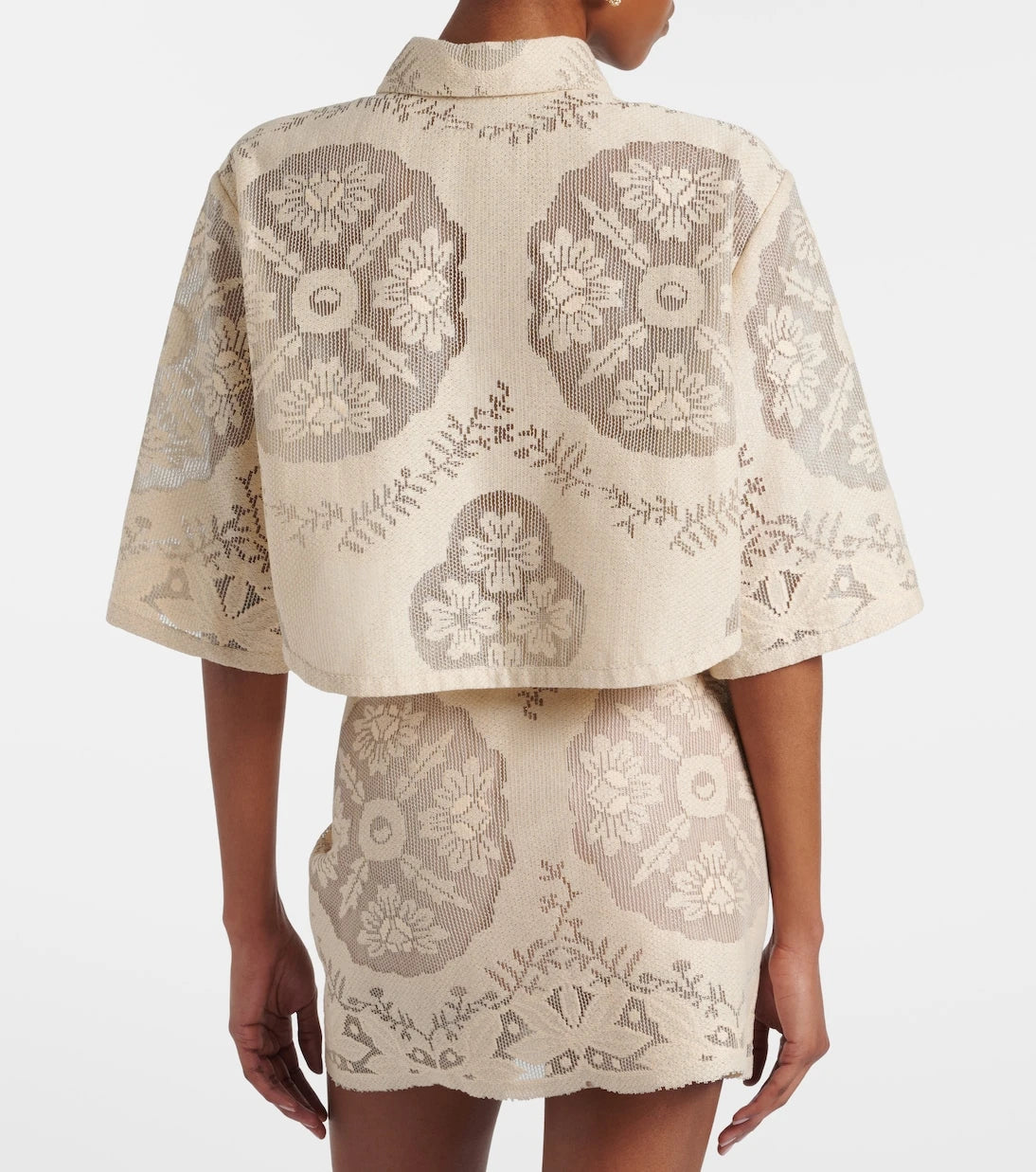 Valentino - Floral cropped cotton-blend shirt