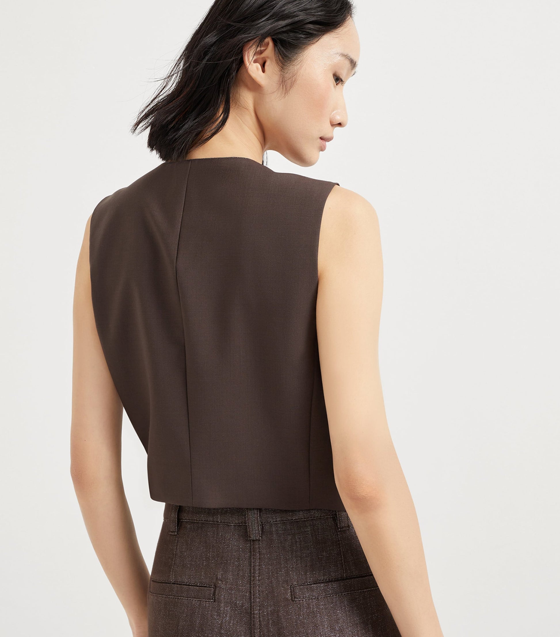 Brunello Cucinelli Brown Tropical Luxury Wool Vest