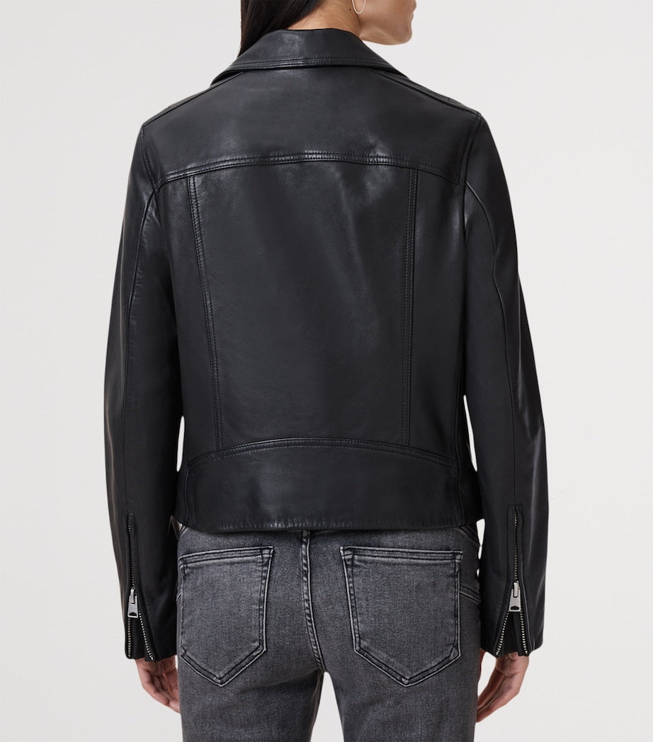 AllSaints Black Leather Dalby Biker Jacket